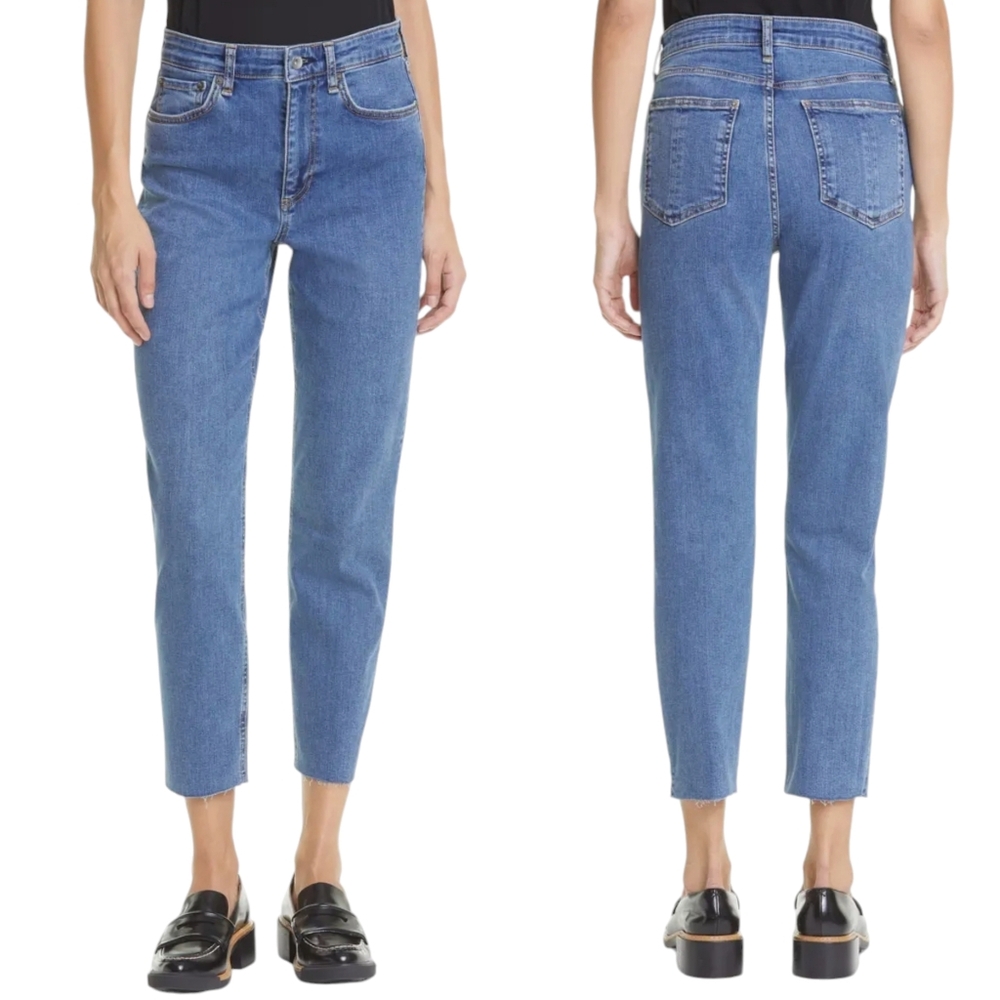Rag & Bone Nina High Rise Ankle Cigarette Jean Raw Hem Cropped Slim Leg 23 NWT